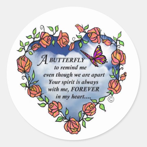Memorial Butterfly Poem Classic Round Sticker