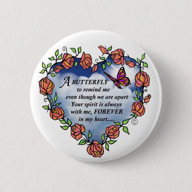 Memorial Butterfly Poem Pinback Button (Front)