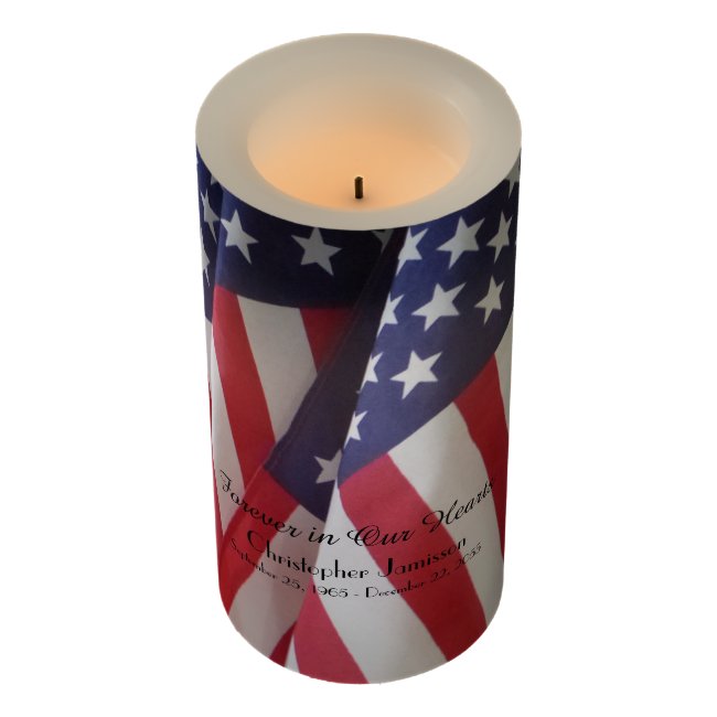 Memorial Candle American Flag Forever in Our Heart