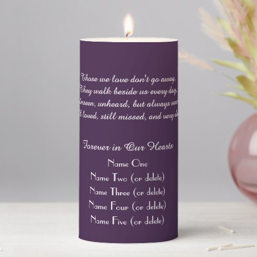 Memorial Candle Aubergine Purple Those We Love
