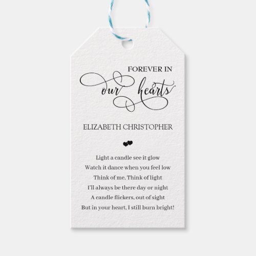 Memorial Candle Celebration of Life Candle Favor Gift Tags