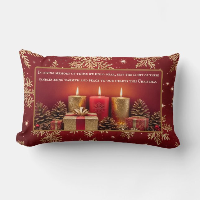 Memorial Candle Christmas Throw Pillow (Front)
