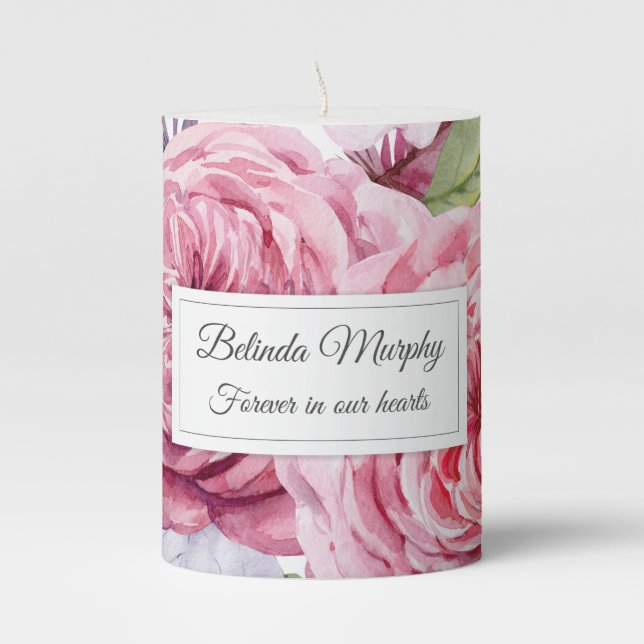 Memorial Candle | Pink Roses (Front)