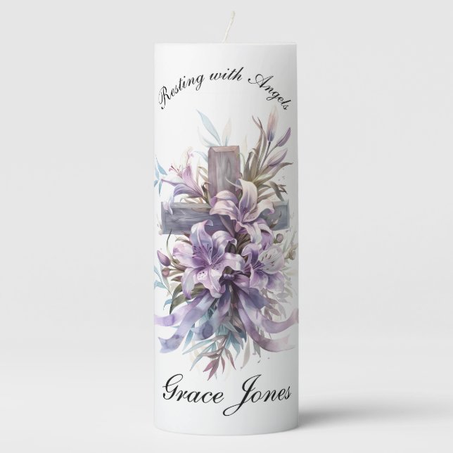 Memorial Candle Resting with Angels (Front)