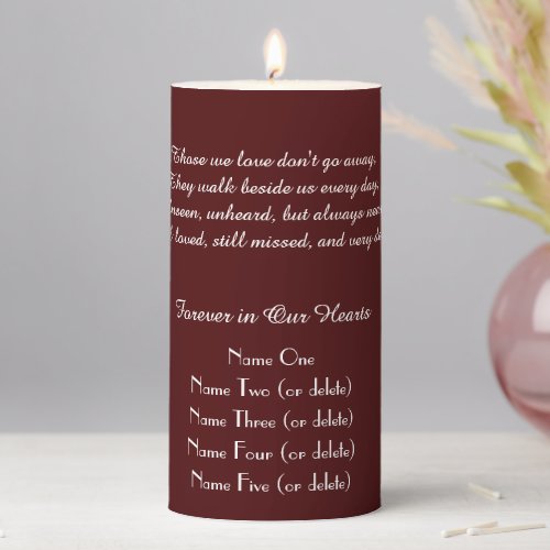 Memorial Candle Rich Burgundy Those We Love