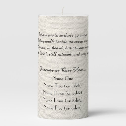 Memorial Candle Rustic Off White Those We Love | Zazzle