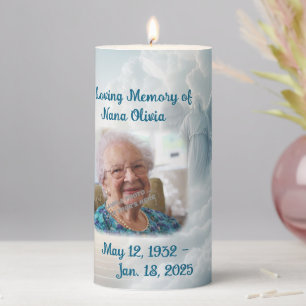 Memorial Candle with Clouds and Angel