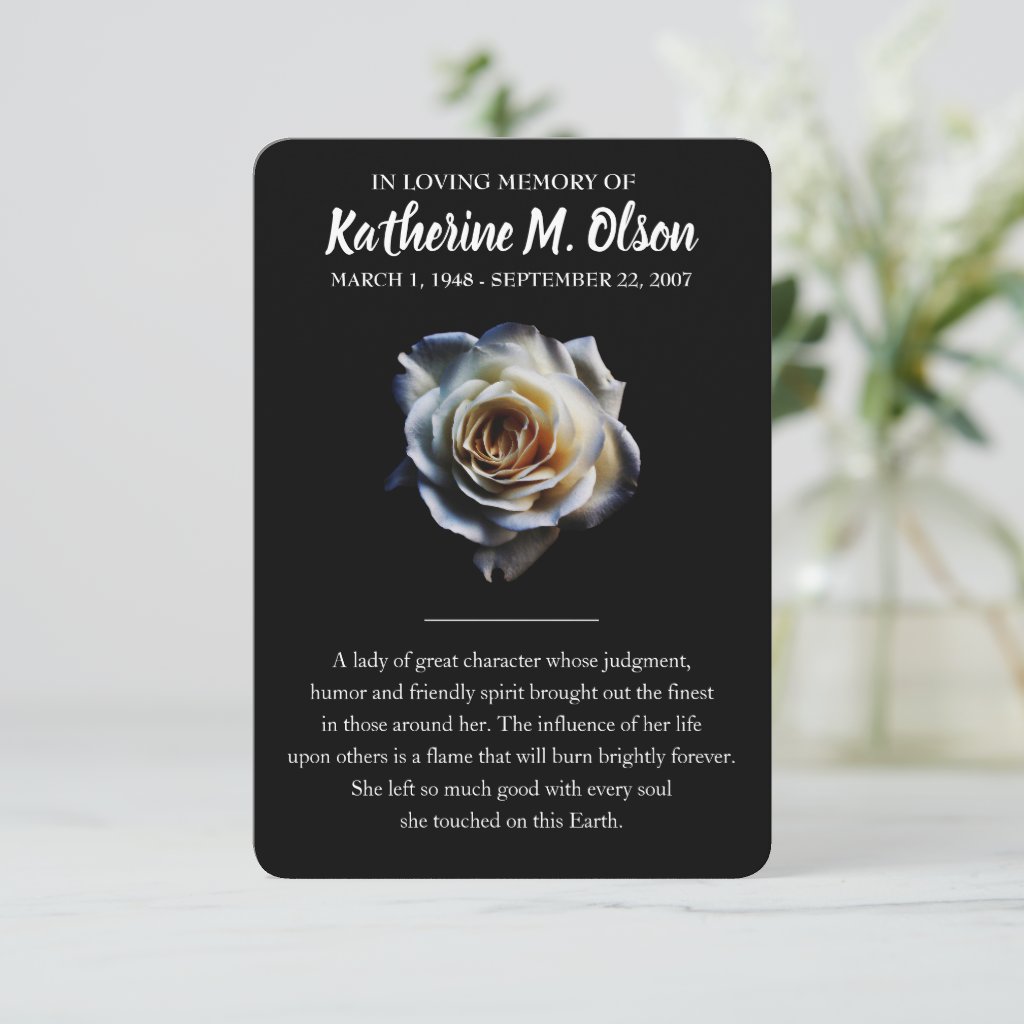 10 x Personalised A6 Funeral Memorial Keepsake Laminated cards M2 Remembrance 