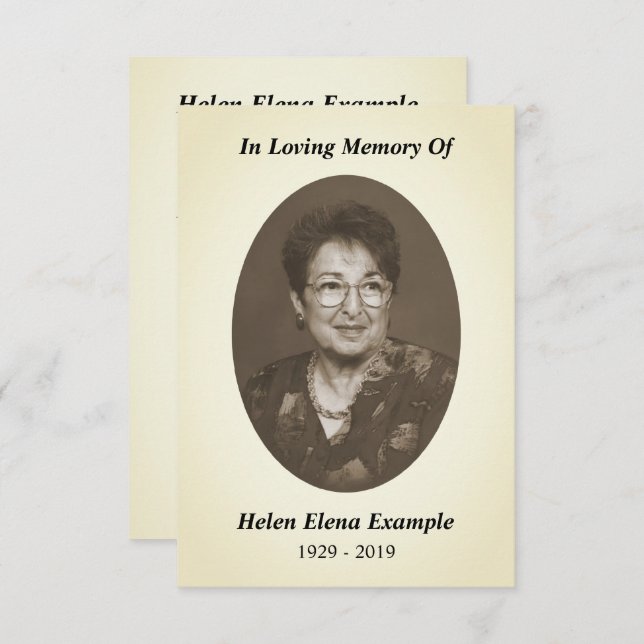 memorial card (Front/Back)