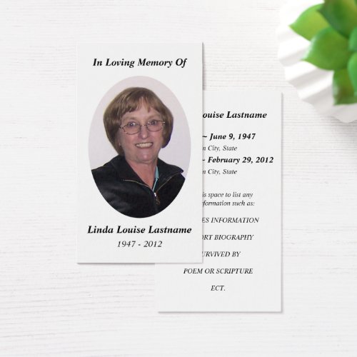 memorial card business cards