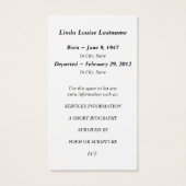 memorial card (Back)