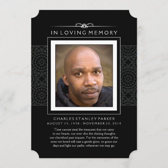 Memorial Card - Elegant Black - Poem of Life