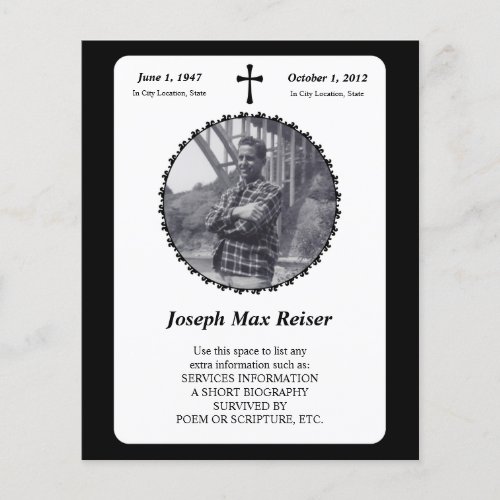 memorial card elegant cross