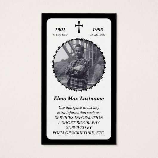 memorial card . elegant cross (Back)