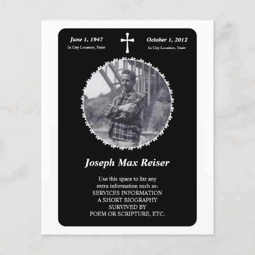 memorial card elegant cross