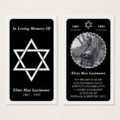 memorial card : elegant star of david (Front & Back)