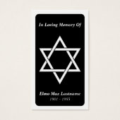 memorial card : elegant star of david (Front)