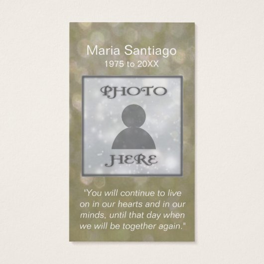 Memorial Card | Golden Glitter (Back)