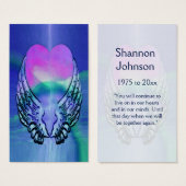 Memorial Card | Heart and Angel Wings (Front & Back)