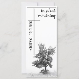 Memorial Card in silent mourning - tree on meadow
