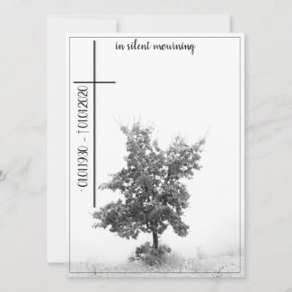 Memorial Card in silent mourning - tree on meadow