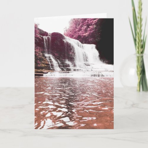 memorial card waterfall haze