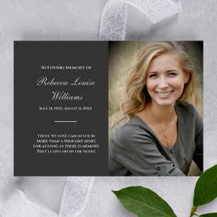 Memorial Card With Photo Funeral Charcoal Gray