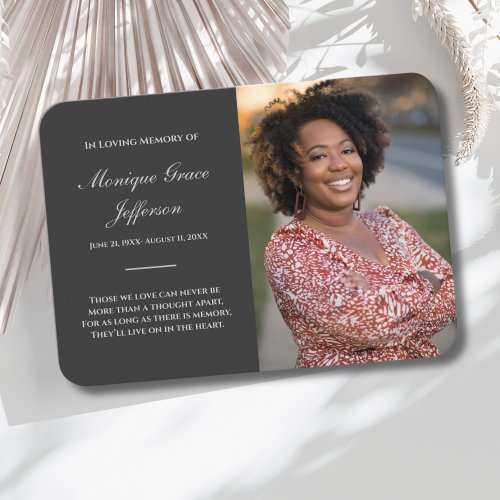 Memorial Card With Photo Funeral Charcoal Gray