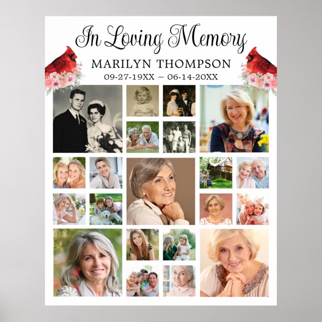 Memorial Cardinal Floral 21 Photo Collage Poster (Front)