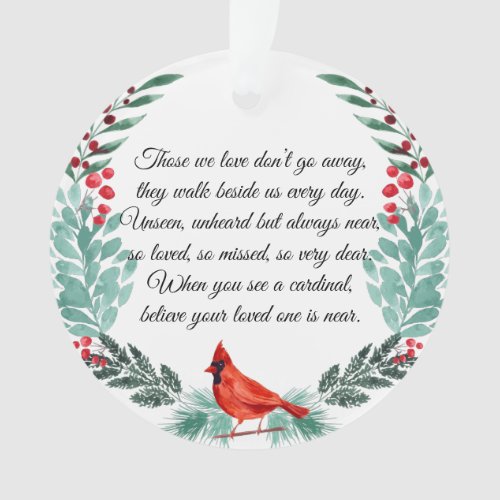 Memorial Cardinal Greenery Photo Acrylic Ornament