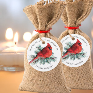 Memorial Cardinal Pine Photo FEED THE BIRDS Favor Tags
