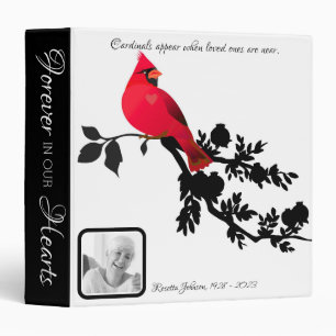 Memorial Cardinals Appear Keepsake Black/Wh Book 3 Ring Binder