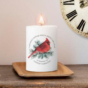 Memorial Cardinals Appear Saying Watercolor Pillar Candle