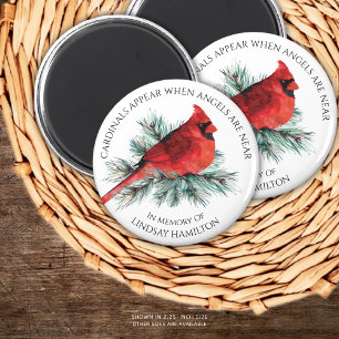 Memorial Cardinals Appear Saying Watercolor Pine Magnet