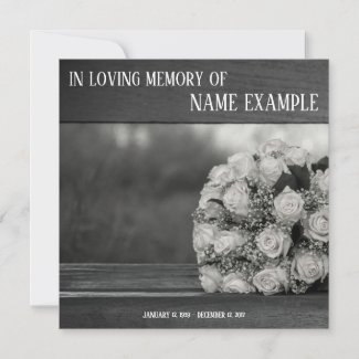 Memorial Cards A bouquet of white roses monochrom