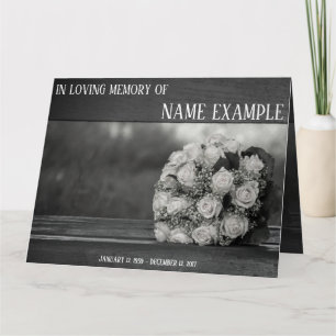 Memorial Cards A bouquet of white roses monochrom