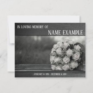 Memorial Cards A bouquet of white roses monochrom