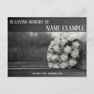 Memorial Cards A bouquet of white roses monochrom