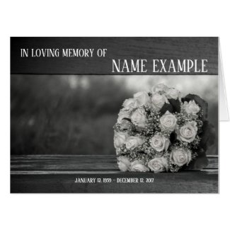 Memorial Cards A bouquet of white roses monochrom