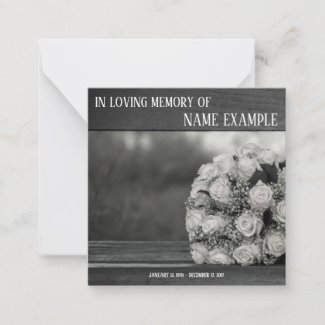 Memorial Cards A bouquet of white roses monochrom