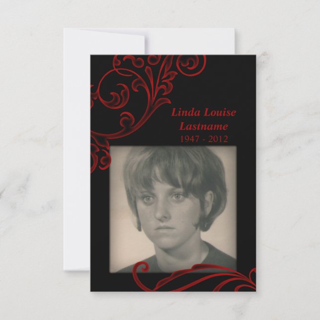 memorial cards : red flourish (Front)