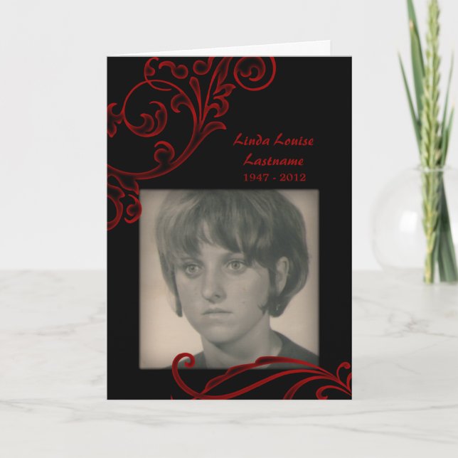 memorial cards : red flourish (Front)