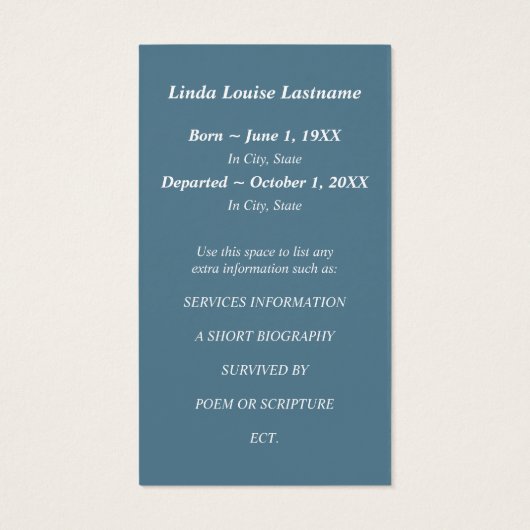 memorial cards : silhouscreen birds (Back)