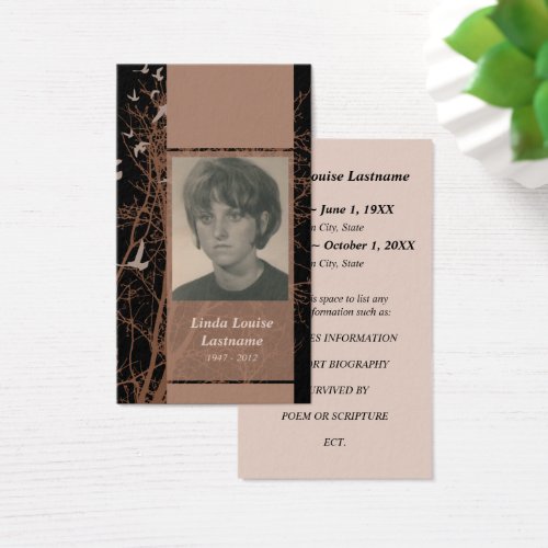 memorial cards : silhouscreen night business card