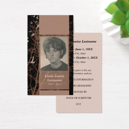 Customizable memorial cards : silhouscreen night business card