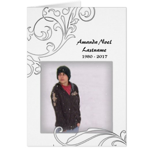 memorial cards : white flourish (Front)