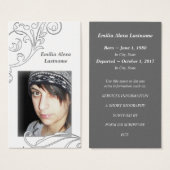 memorial cards white flourish (Front & Back)