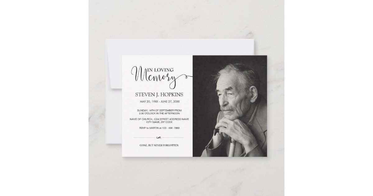 Memorial Cards With Custom Photo Invitation | Zazzle