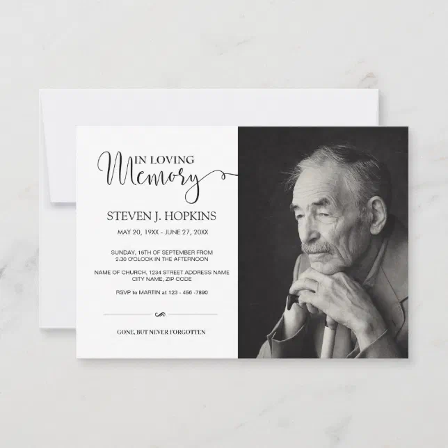 Memorial Cards With Custom Photo Invitation | Zazzle