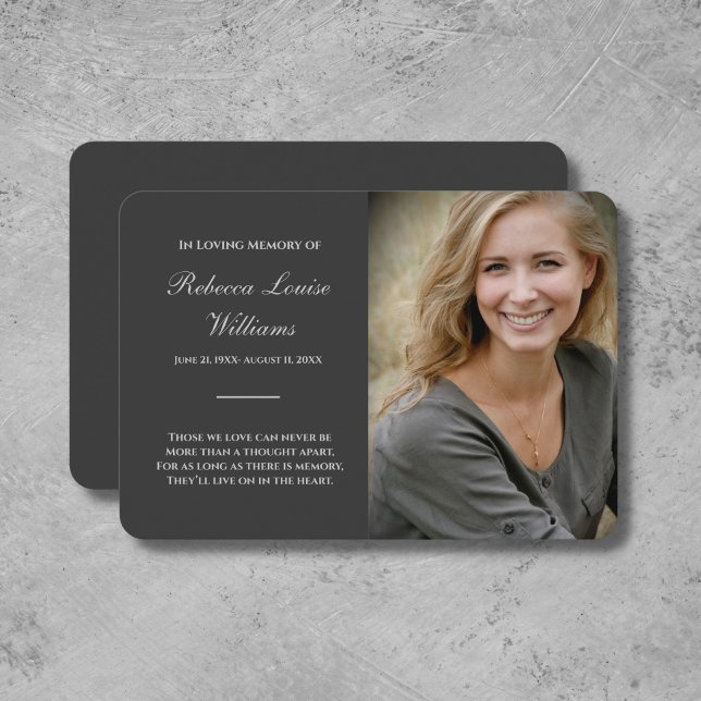 Memorial Cards With Photo Charcoal Gray (Creator Uploaded)
